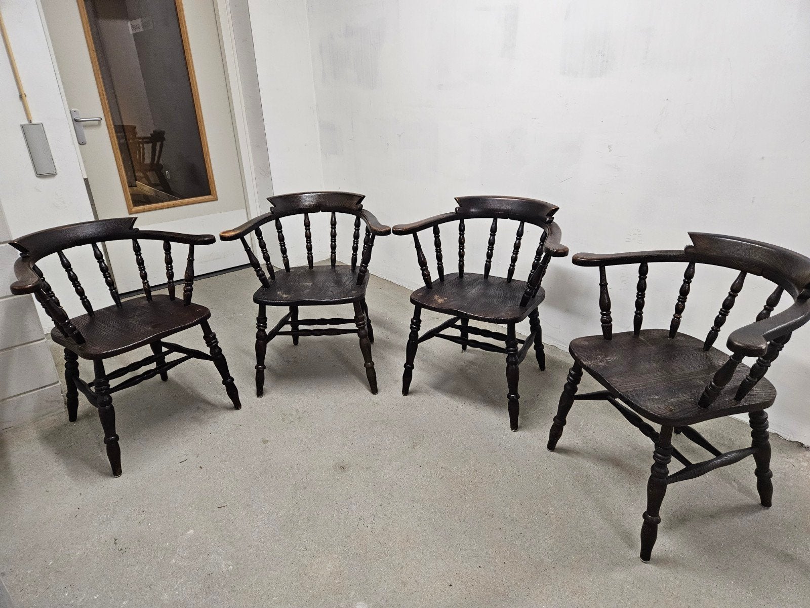 Set van 4 antieke Engelse Smoker's Bow stoelen, Antiek en Kunst, Ophalen