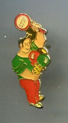 Mannetje met ijsje en stopbord PIN ( BLAD1_157), Ophalen of Verzenden, Nieuw, Figuurtje, Speldje of Pin