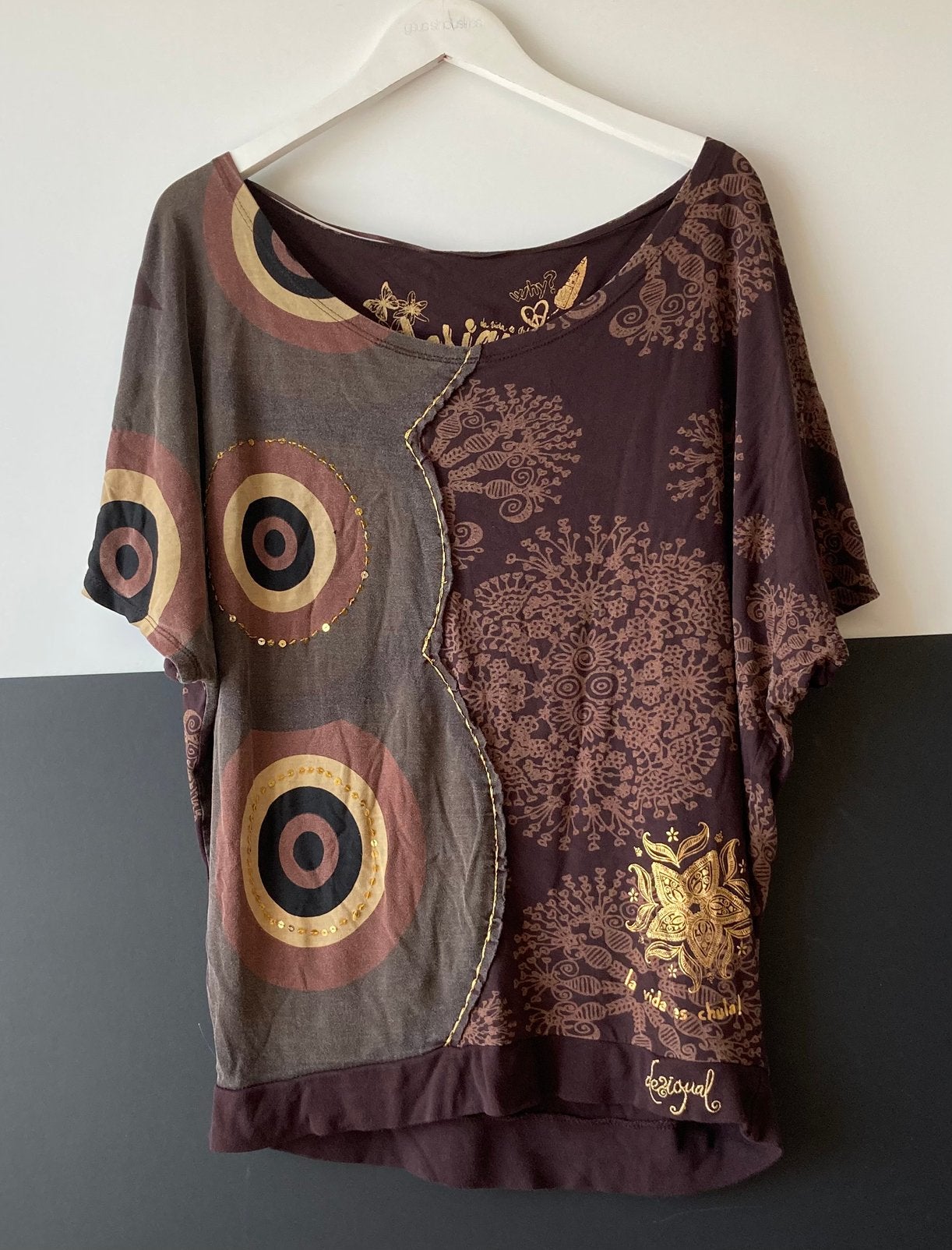 T_Shirt DESIGUAL, Ophalen of Verzenden, Zo goed als nieuw, Bruin, Korte mouw