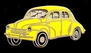 Renault 4 CV pin- geel emaile, Verzenden, Nieuw, Transport, Speldje of Pin