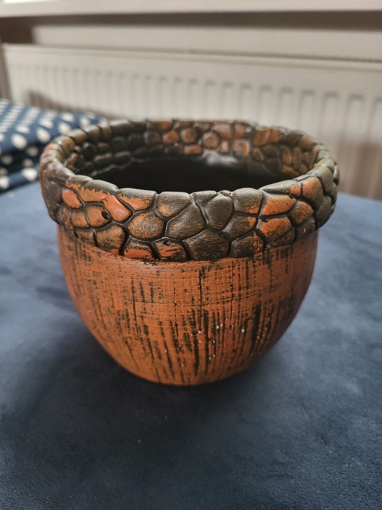 Decoratieve aardewerk bloempot, Rond, Binnen, Ophalen of Verzenden, Zo goed als nieuw