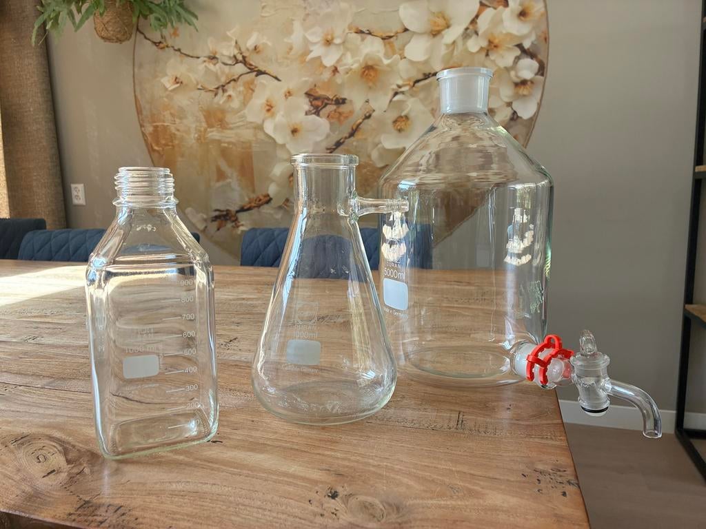 Laboratoriumglas labglas Schott Duran 5000ml en 1000ml, Ophalen of Verzenden, Gebruikt, Bierglas
