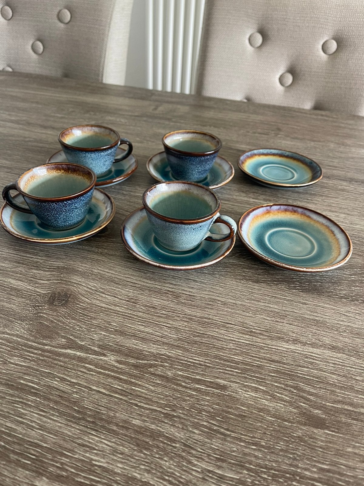 Cosy & Trendy Divino Espressoset (4 kopjes & 6 schotels), Ophalen of Verzenden, Zo goed als nieuw, Overige stijlen, Kop(pen) en/of Schotel(s)