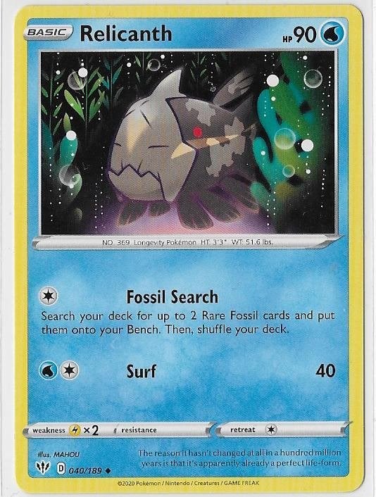 Darkness Ablaze,  Relicanth [uncommon] 40/189, Verzenden, Nieuw, Losse kaart