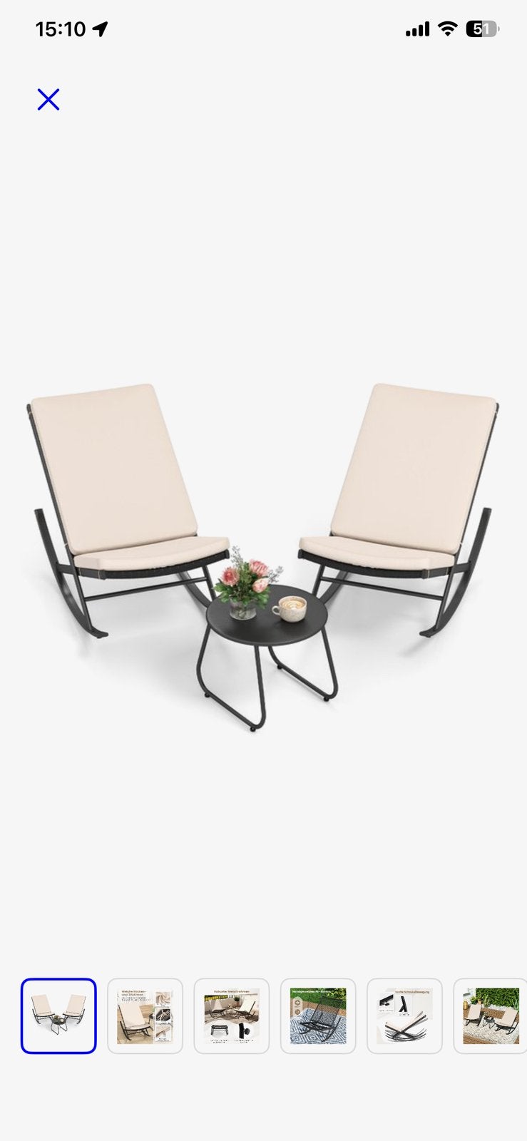 Costway Schommelstoel set met bijzettafel - Tuin & Balkon, Tuin en Terras, Tuinsets en Loungesets, Stoel, Tuinset, Ophalen, 2 zitplaatsen