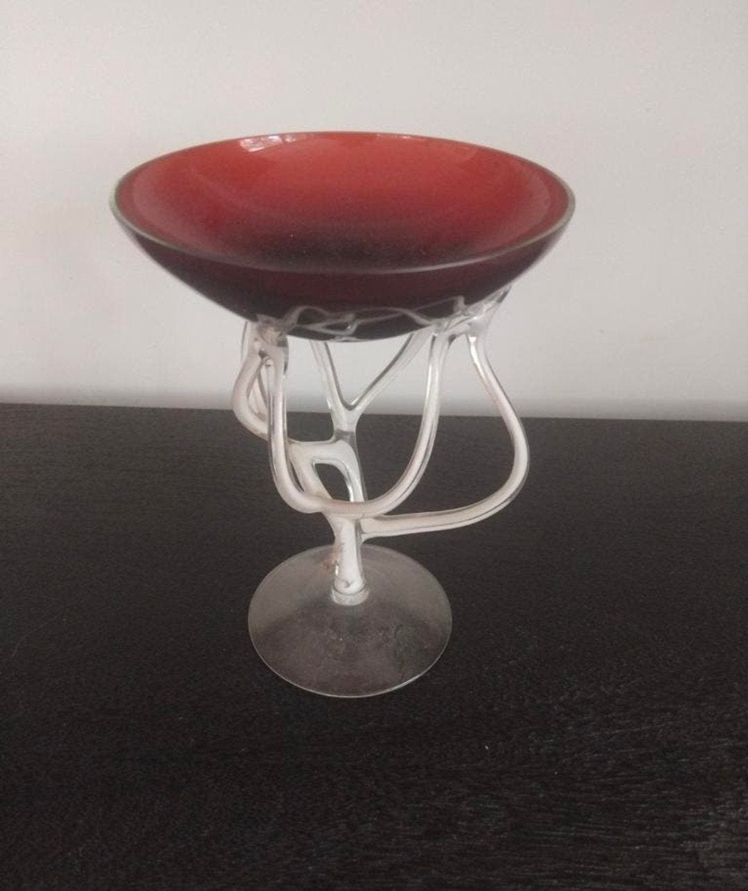 Jozefina Art Glass Krosno Polen handgeblazen rode jellyfish, Ophalen of Verzenden