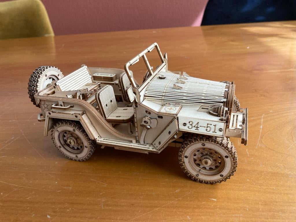 Robotime ROKR Army Field Car (MC701) 3D Houten Puzzel, Overige merken, Auto, W, Groter dan 1:32