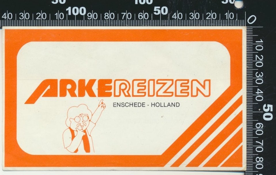 Sticker: Arke Reizen - Enschede Holland (2), Verzamelen, Ophalen of Verzenden, Zo goed als nieuw, Bedrijf of Vereniging