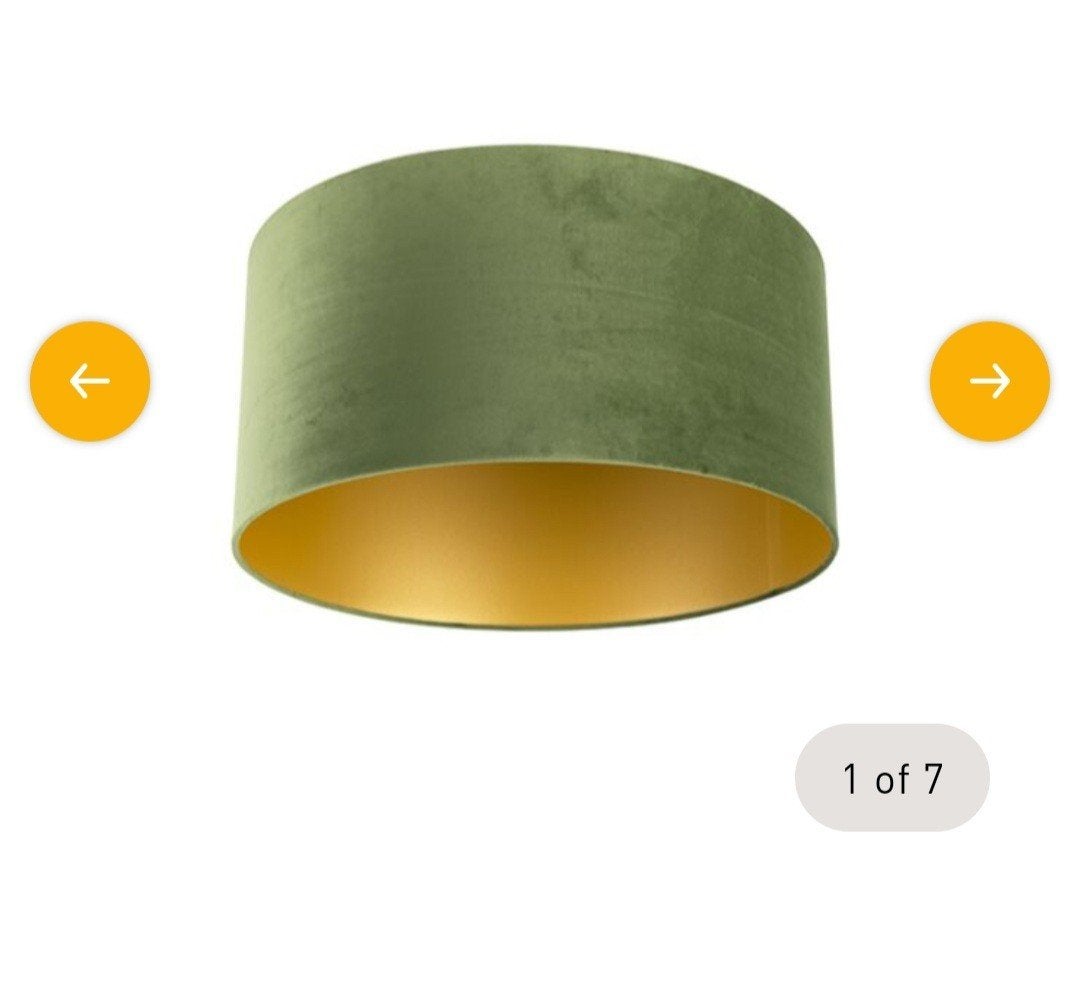 Nieuwe Alderton lampenkap van Made - Groen velvet & goud, Rond, Nieuw, Textiel, Groen