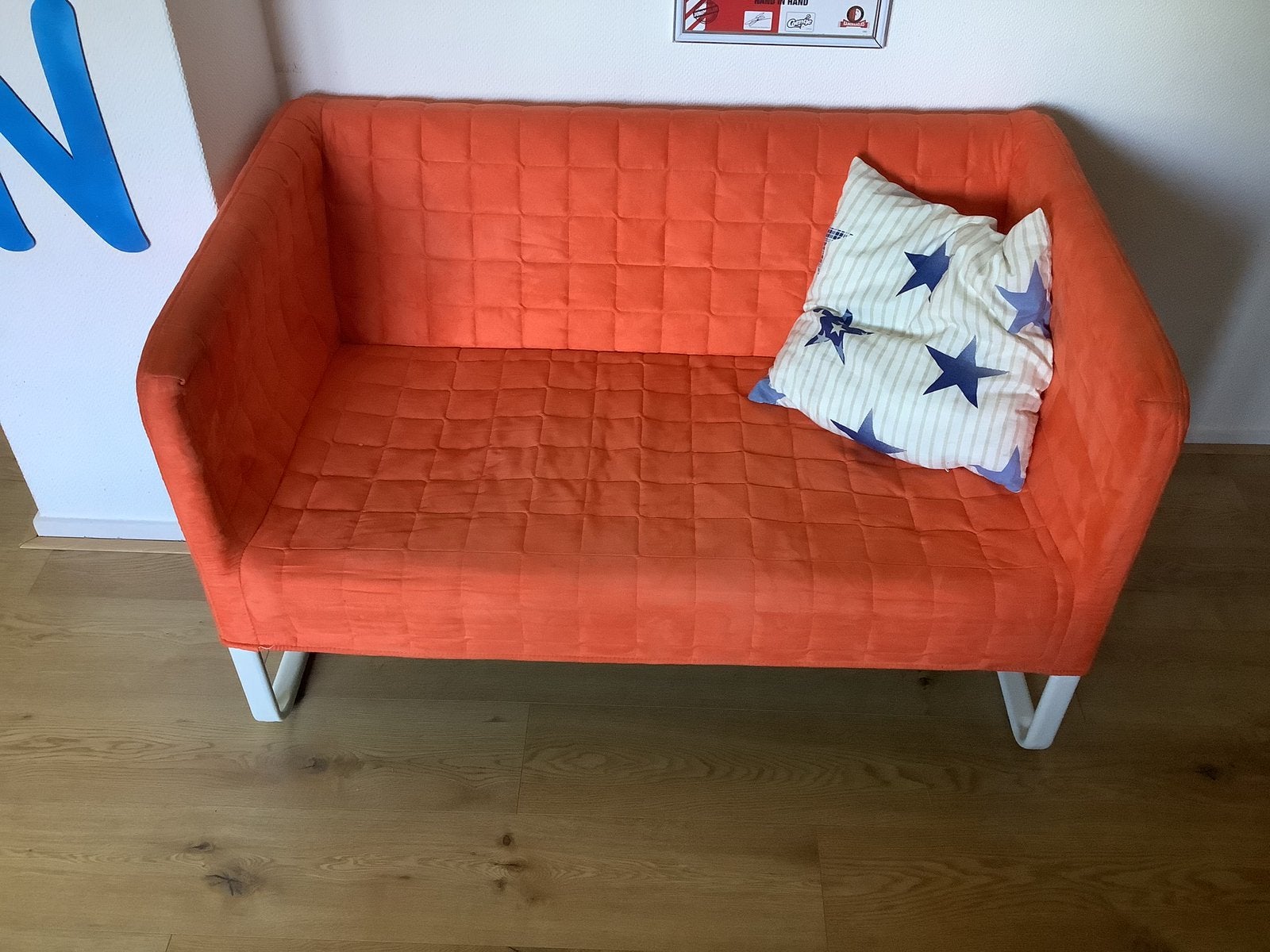 Oranje bankje van IKEA, Ophalen, Gebruikt, Tweepersoons, 75 tot 100 cm