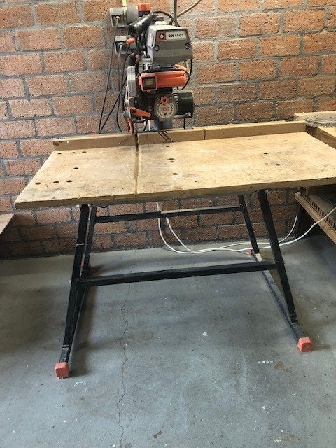 DeWalt radiaalzaagmachine, Doe-het-zelf en Verbouw, Gereedschap | Zaagmachines, Ophalen, De Walt, Gebruikt, 70 mm of meer