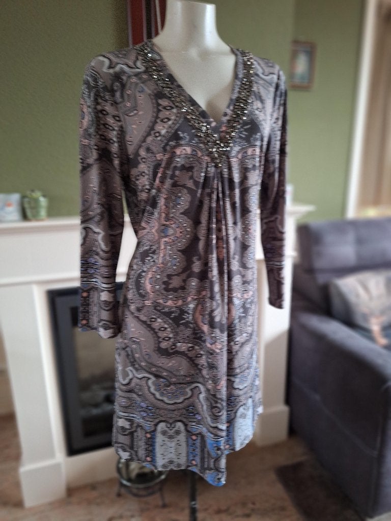 K-Design K design grijs roze grijze hals jurk XXL, Kleding | Dames, Jurken, K-design, Verzenden, Maat 46/48 (XL) of groter, Zo goed als nieuw