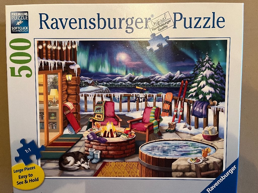 Puzzel 500 stukjes noorderlicht, Hobby en Vrije tijd, Ophalen, 500 t/m 1500 stukjes, Zo goed als nieuw, Legpuzzel