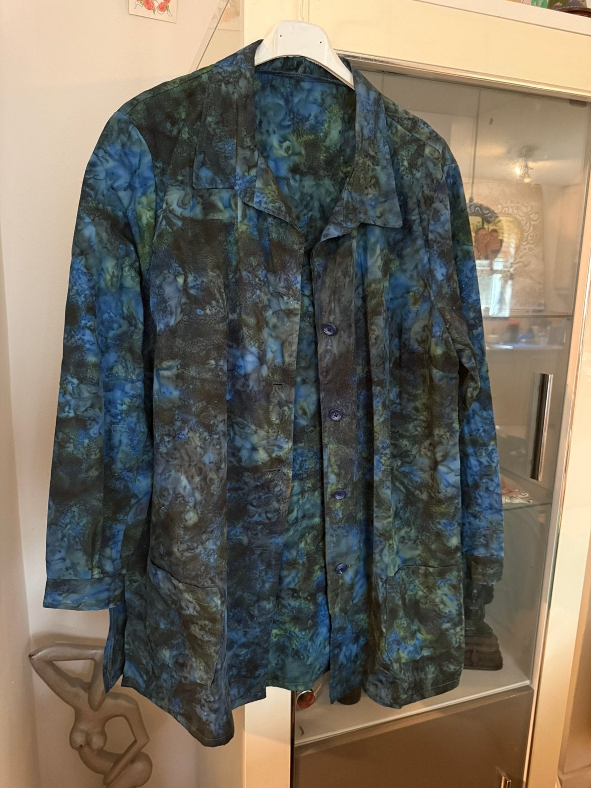 Handgemaakt Batik Jasje Maat 46, Ophalen of Verzenden, Zo goed als nieuw, Maat 46/48 (XL) of groter, Blauw