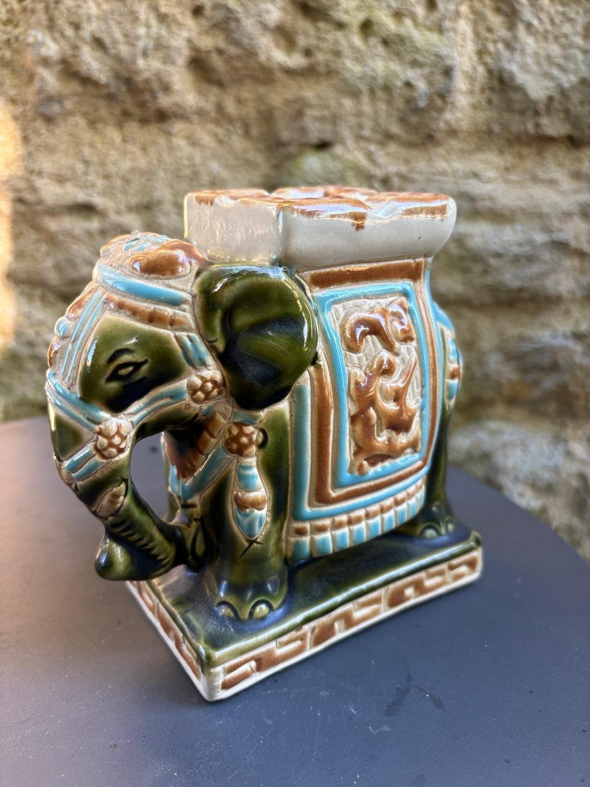 Olifant, vintage, plantentafel/asbak, h 14 cm, l 15 cm, Antiek en Kunst, Ophalen of Verzenden