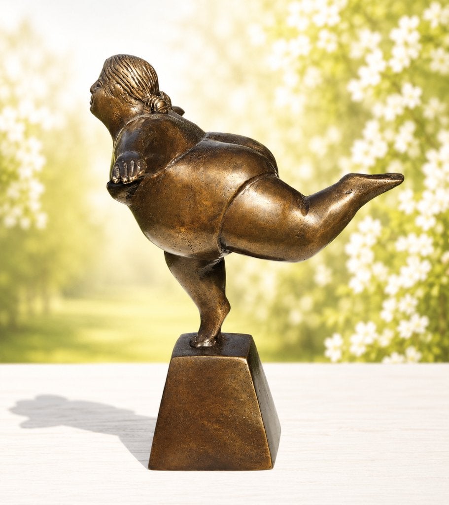 DIKKE DAME / bronzen beeld / linkerbeen naar achter, Ophalen of Verzenden, Handgemaakt, Brons, Beeld