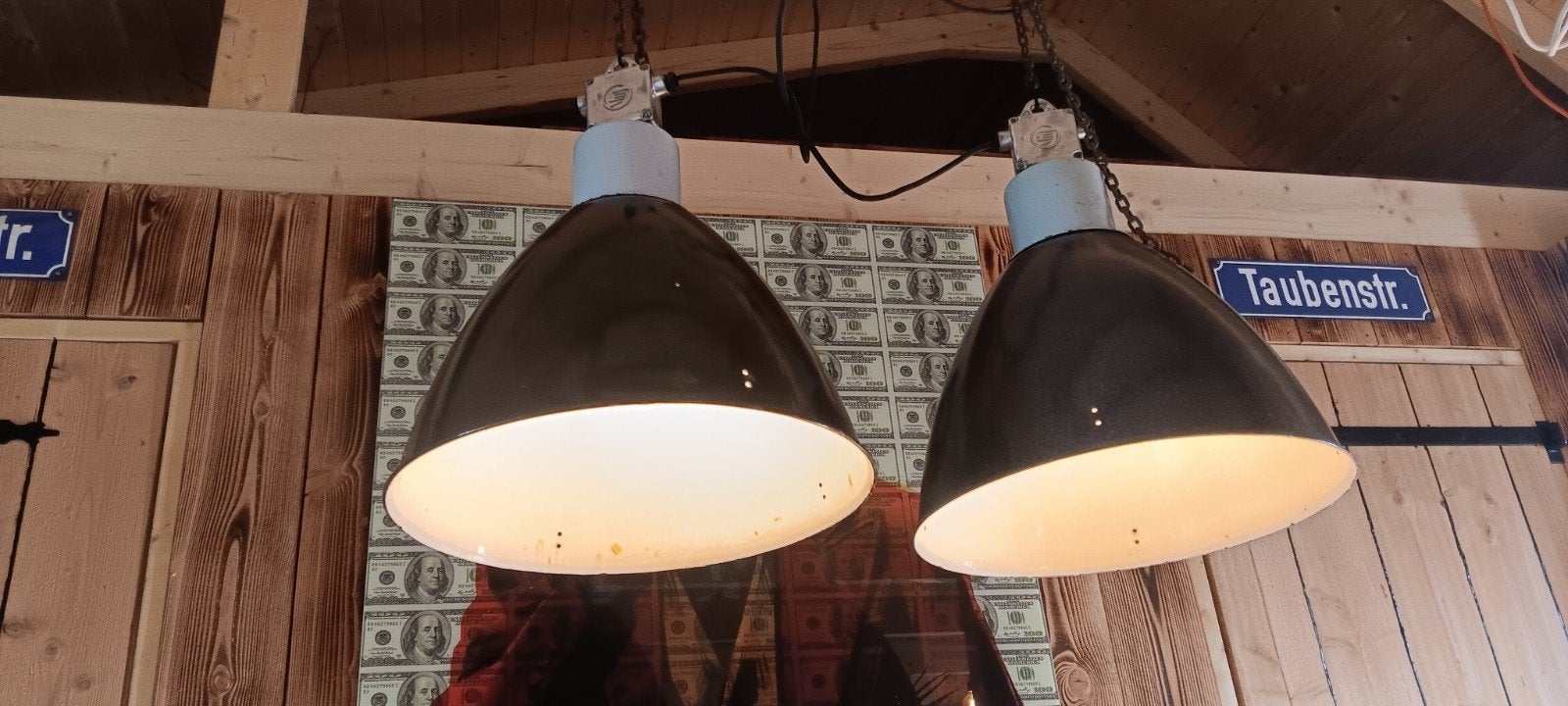 oude industriele lampen emaille, Gebruikt, Grijs, Overige typen, Metaal