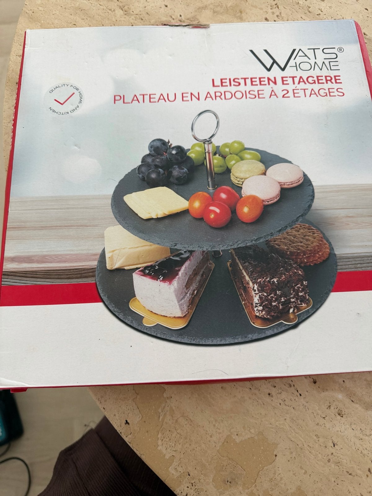 NIEUW,Wats Home Leisteen Etagere - 2 Lagen Serveerplateau, Ophalen, Rond, Nieuw, Handgemaakt