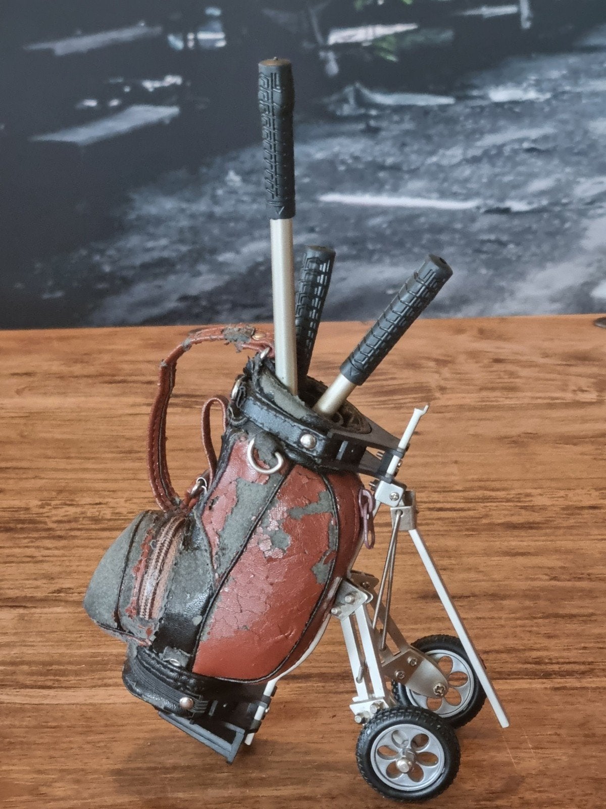 Miniatuur Golfset met Trolley en Pennenset, Ophalen of Verzenden, Gebruikt