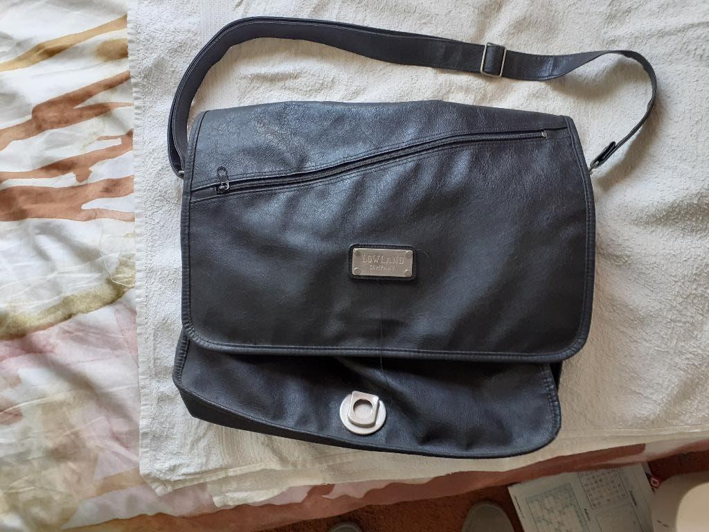 Zwarte leren akte- en laptoptas van lowland Company, Overige merken, Gebruikt, Zwart, Ophalen of Verzenden