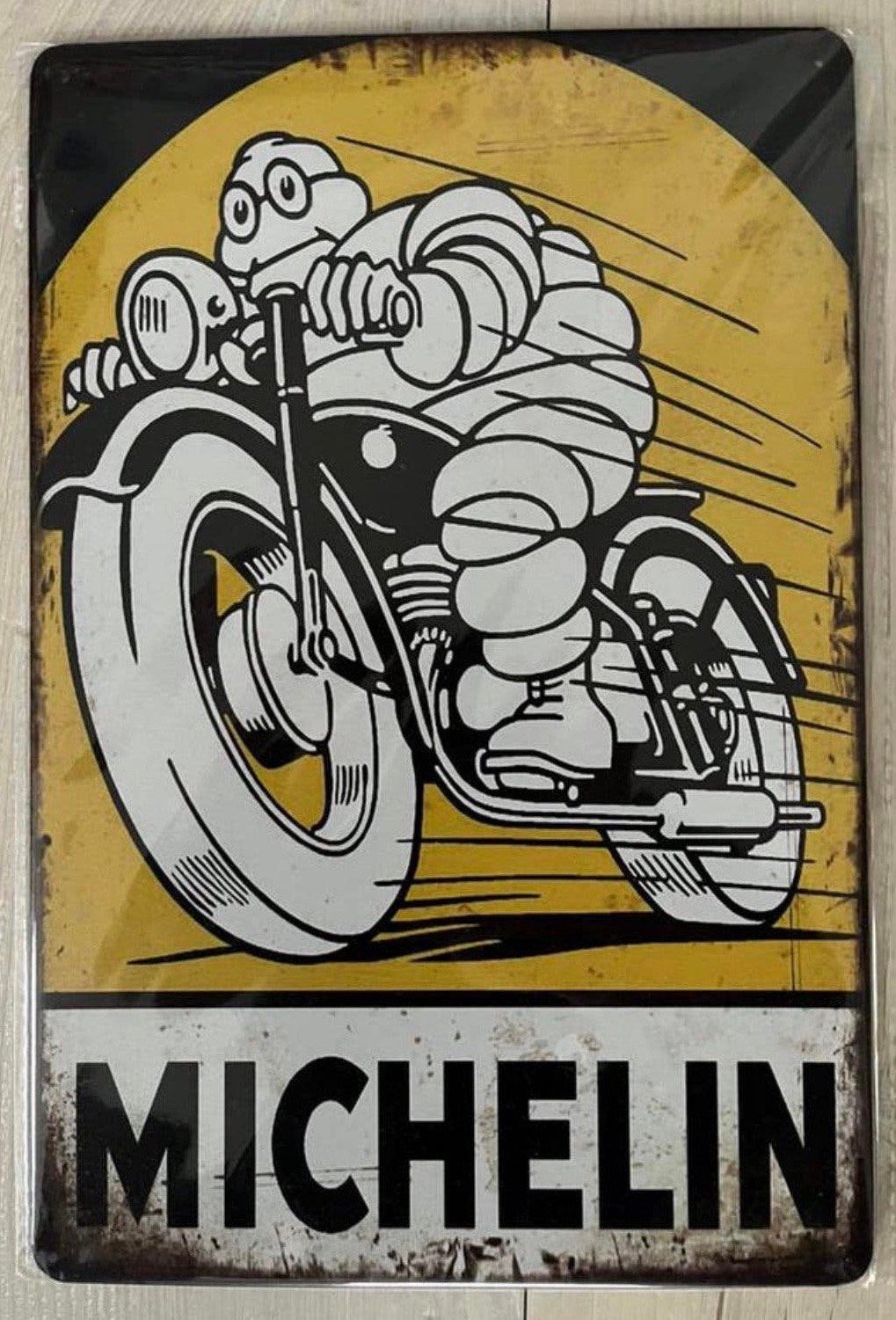 Michelin banden metalen reclamebord 20x30 cm., Ophalen of Verzenden, Zo goed als nieuw, Reclamebord