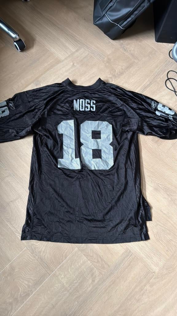 NFL x Oakland Raiders Moss #18 American Football Jersey, Kleding | Heren, Maat 52/54 (L), Zwart, Overige typen, Ophalen of Verzenden