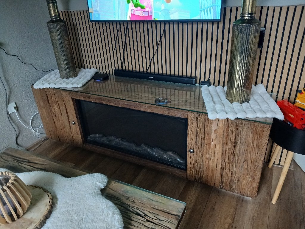 Hele mooie Eric kuster sleeperwood set met glasplaten, 200 cm of meer, Zo goed als nieuw, 200 cm of meer, Vier personen
