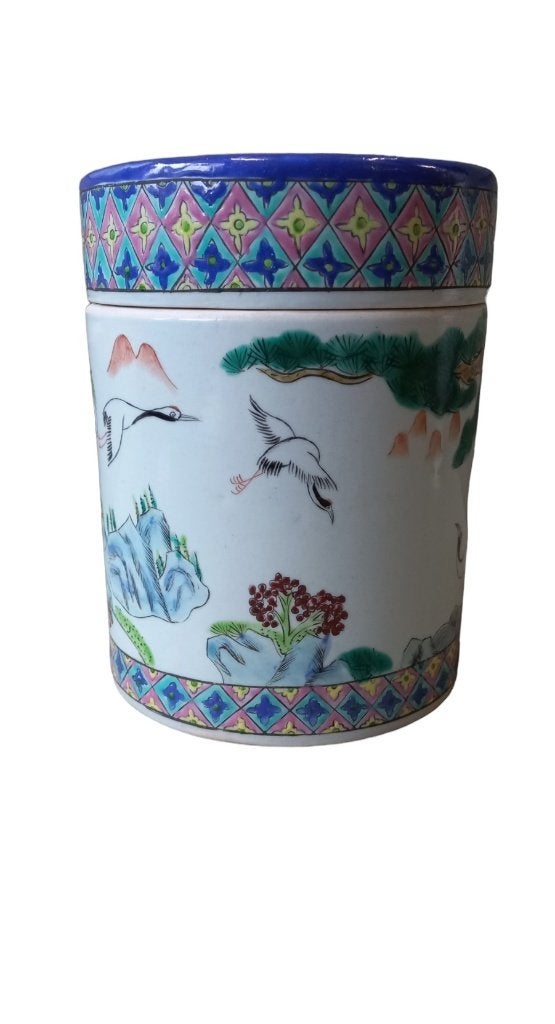 Chinese theedoos met kraanvogels., Antiek en Kunst, Ophalen of Verzenden