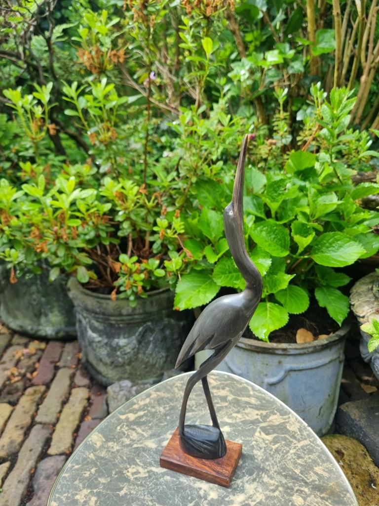 Vintage decoratieve kraanvogel/reiger van hoorn, 33 cm, Ophalen of Verzenden