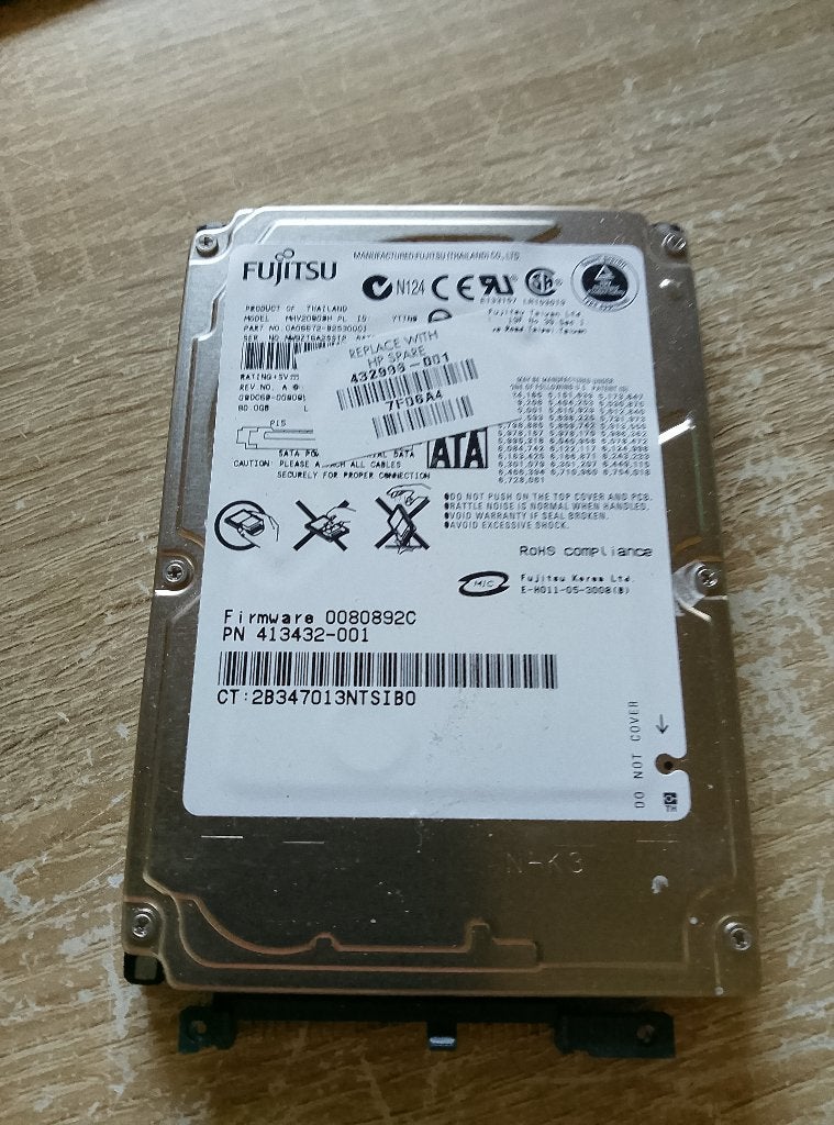 Fujitsu MHY2080BH, Intern, Gebruikt, Toshiba en Fujitsu, Ophalen of Verzenden
