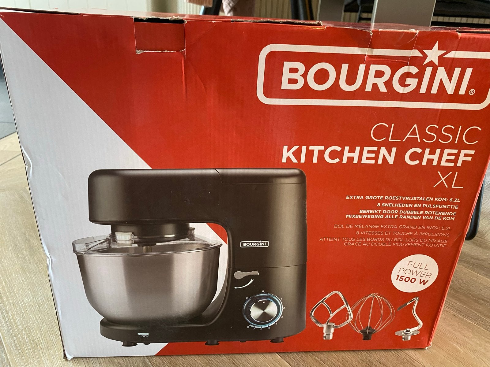 Bourgini Classic Kitchen Chef XL Keukenmachine 6.2L, 4 liter of meer, Ophalen of Verzenden, Zo goed als nieuw, 3 snelheden of meer