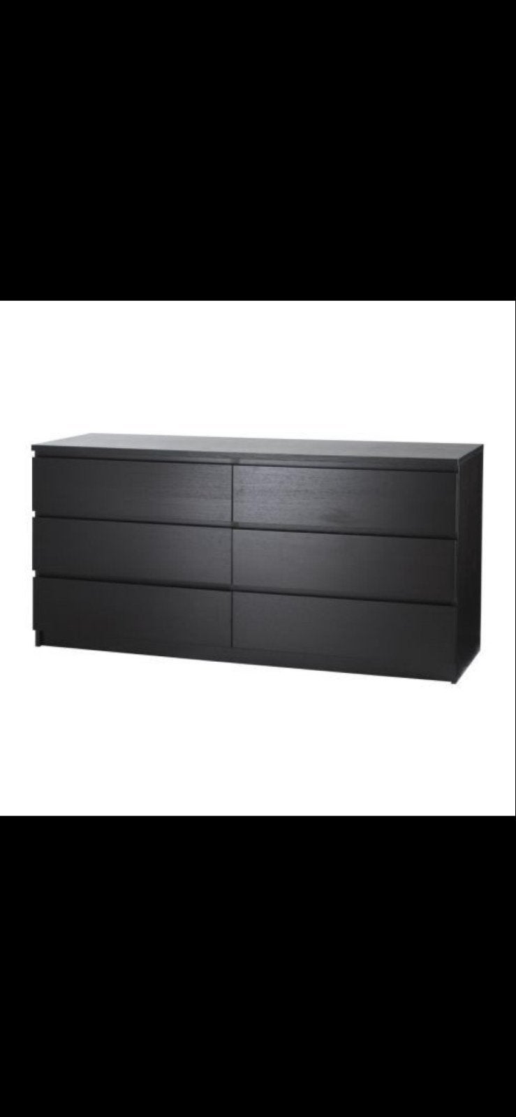 IKEA MALM ladekast 6 lades zwartbruin 160x48x78 cm, Gebruikt, 5 laden of meer, 150 tot 200 cm, Ophalen of Verzenden