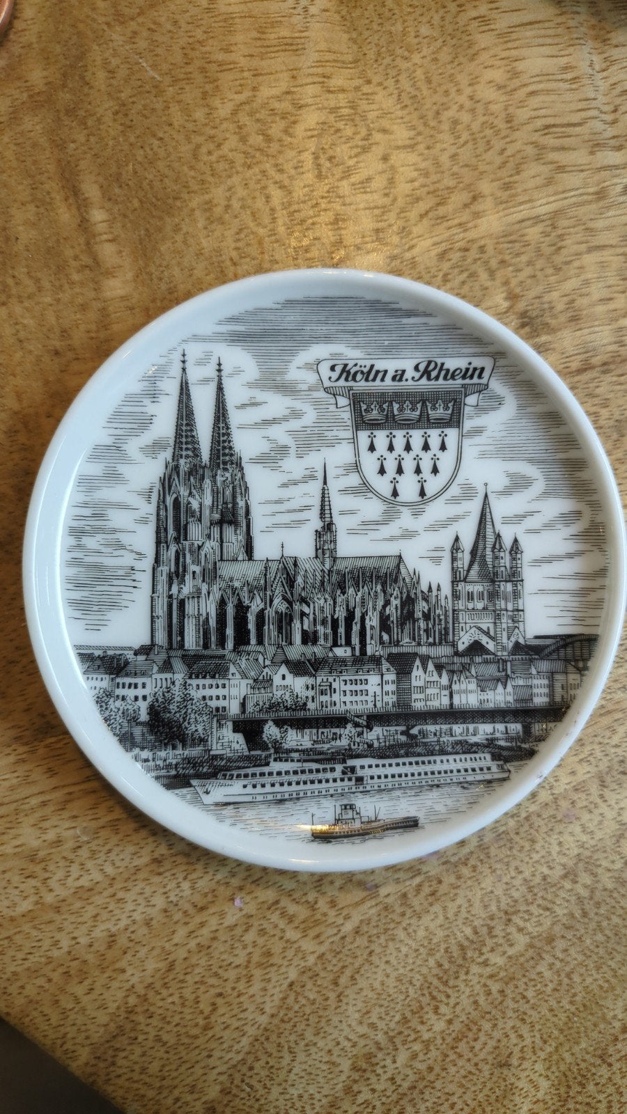 Souvenir schoteltje Keulen Dom, porselein, ca. 7 cm, Antiek en Kunst, Antiek | Porselein, Ophalen of Verzenden