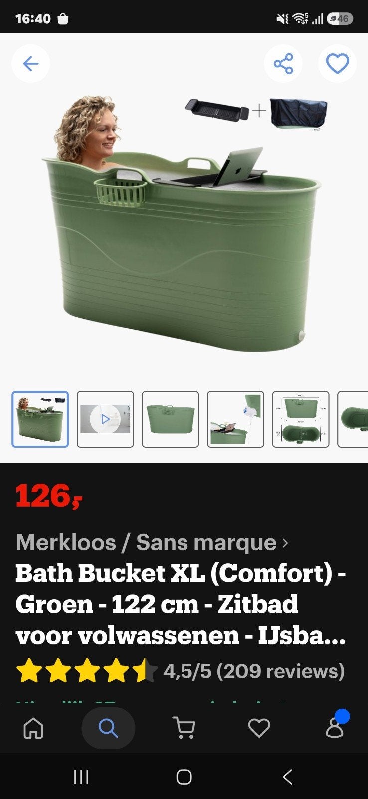 Comfortabel Zitbad voor Volwassenen - Groen, Ophalen of Verzenden, Gebruikt, Met bad