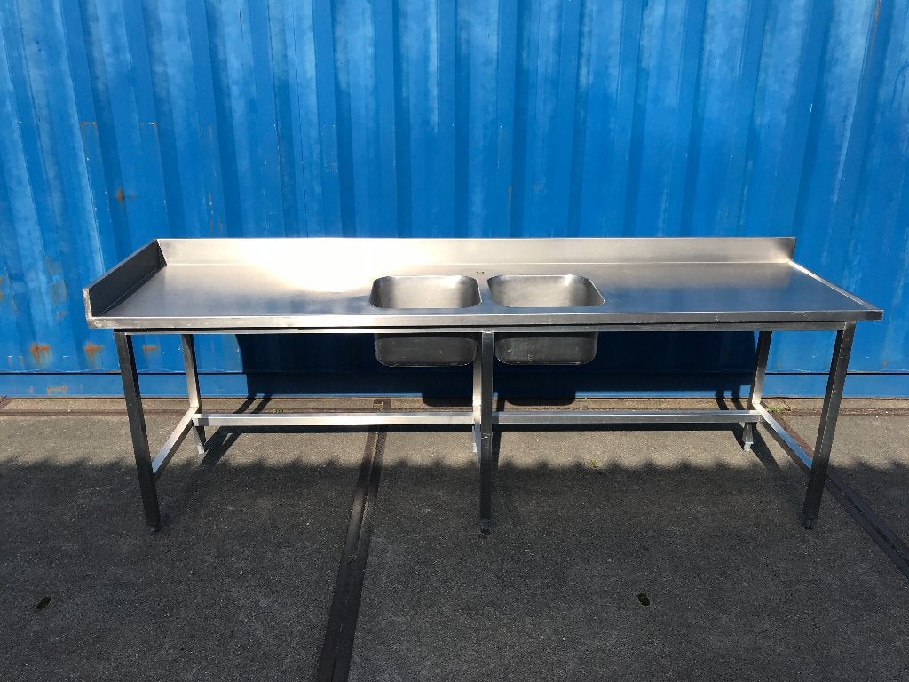 RVS dubbele spoelbak /werktafel voor oa. in de Buitenkeuken, Tuin en Terras, Ophalen, Gebruikt, Gas