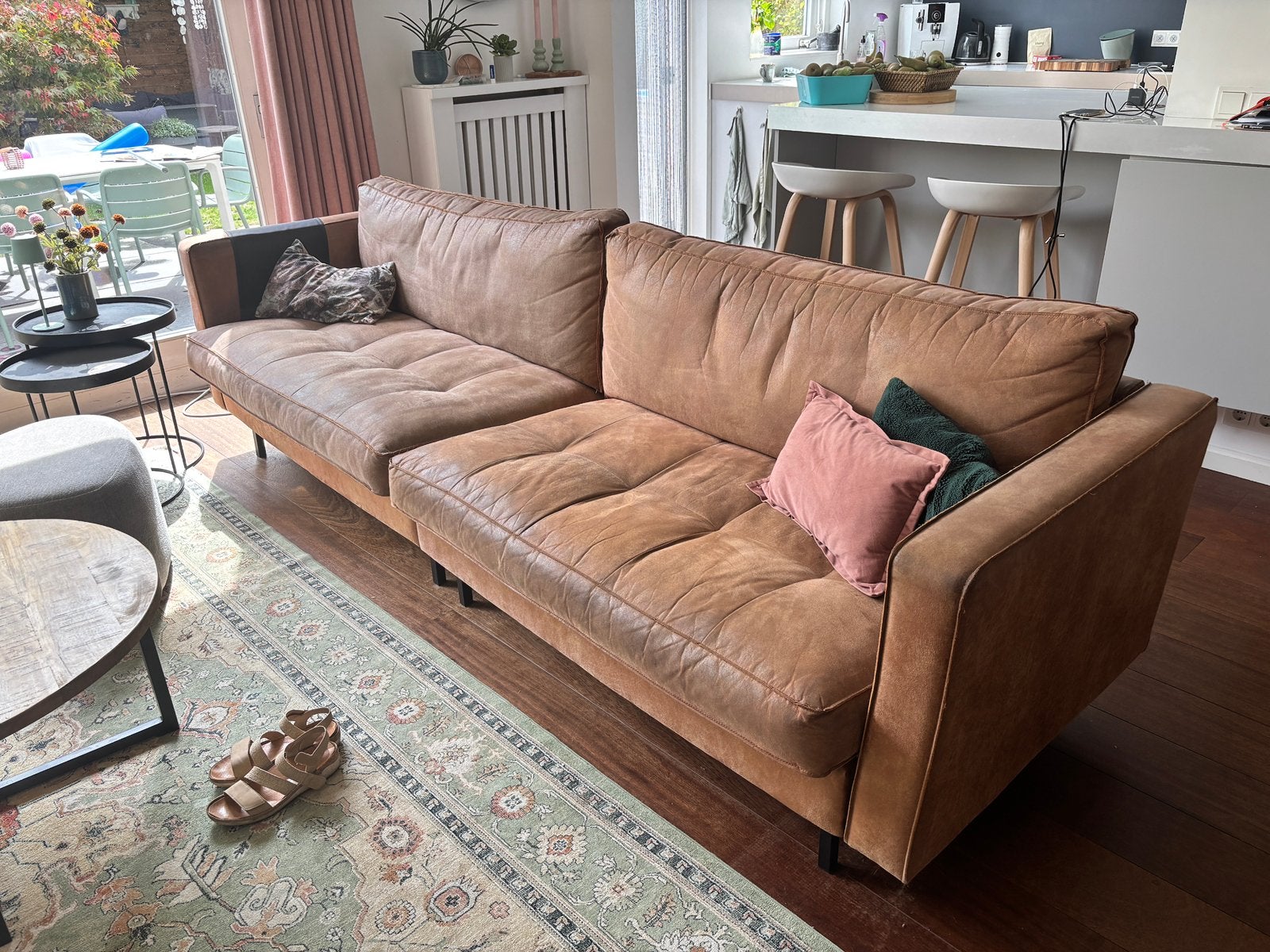 Bank eco leer, Huis en Inrichting, Ophalen, Gebruikt