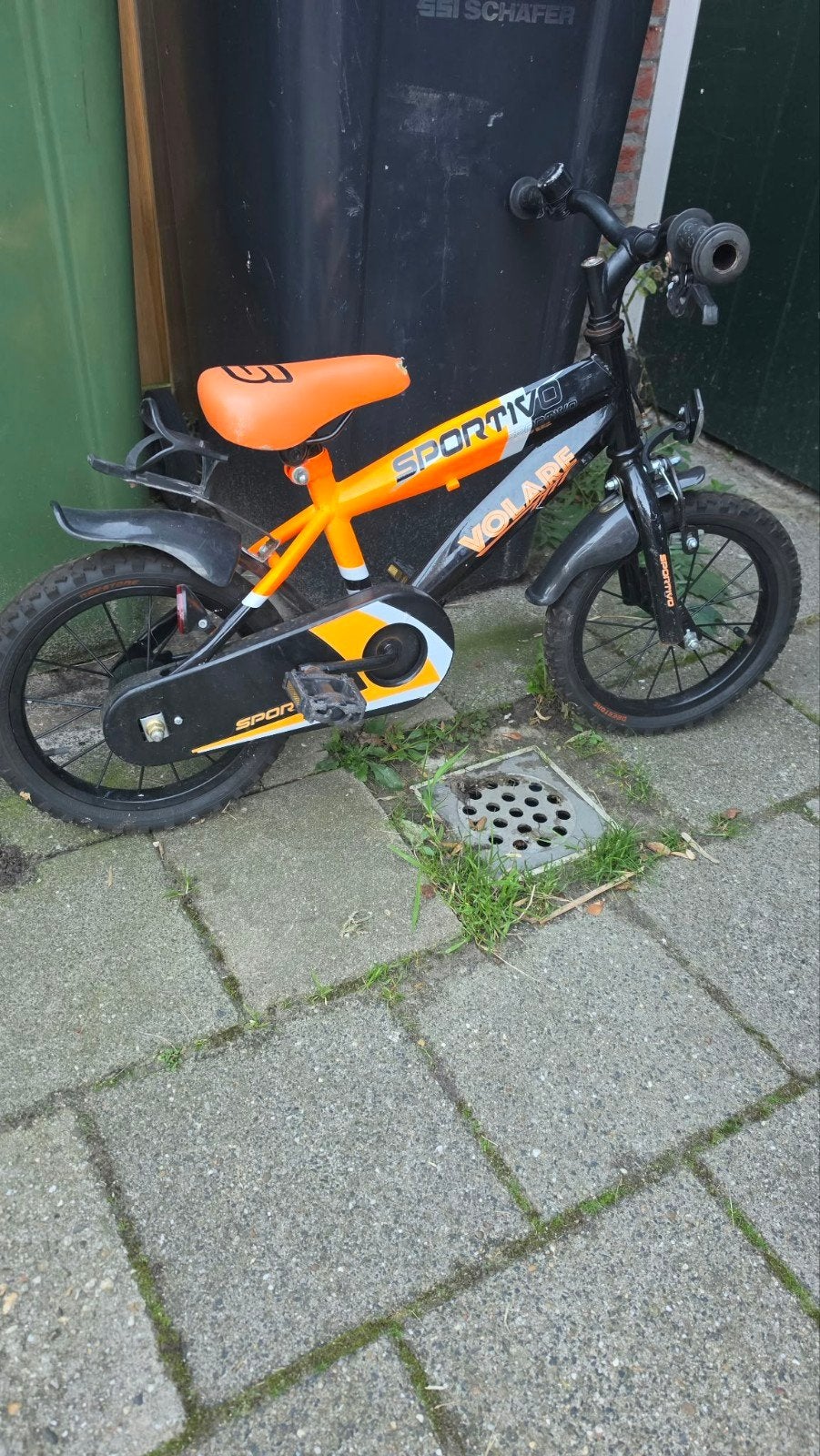 Kinderfiets Volare Sportivo 14 inch - Zwart/Oranje, Ophalen, Gebruikt, Velgrem, Volare