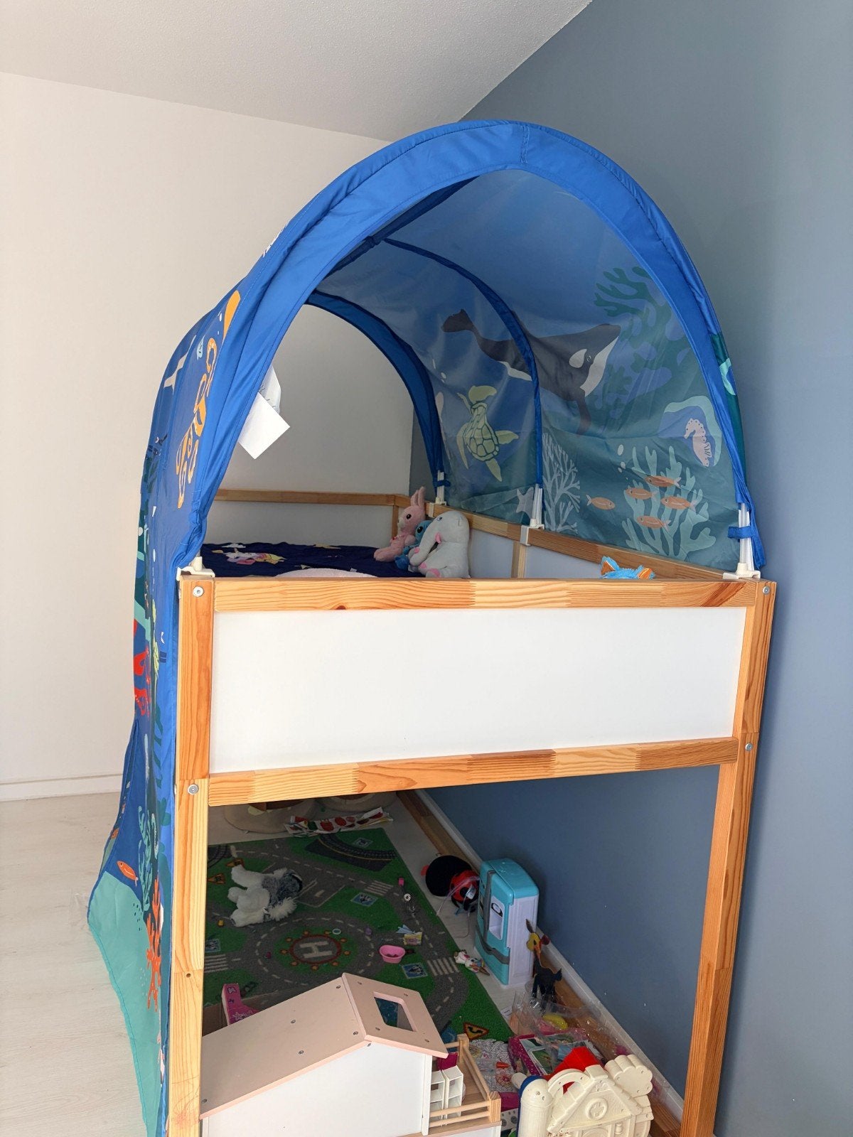 Kura bed (Ikea) met tent, 85 tot 100 cm, Gebruikt, Hoogslaper of Stapelbed, Ophalen of Verzenden