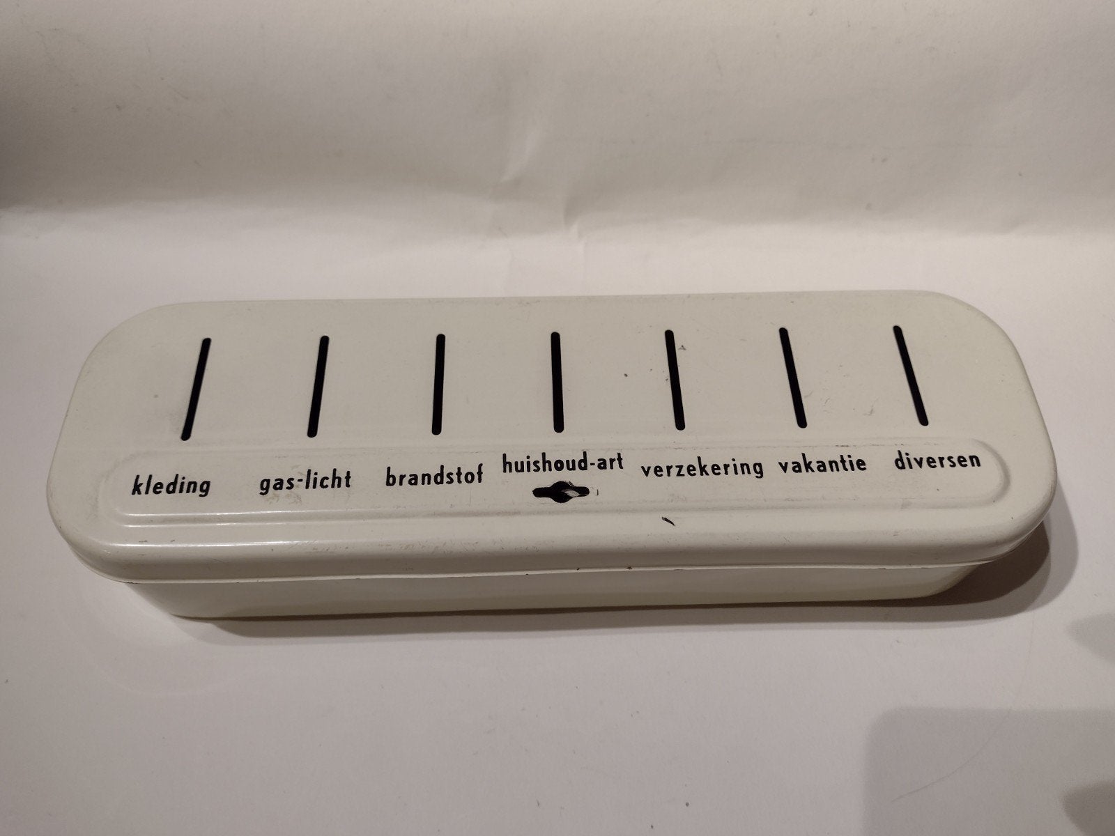 vintage huishoudgeld spaarblik spaarpot 7 vaks geen sleutel, Ophalen, Huis en Inrichting