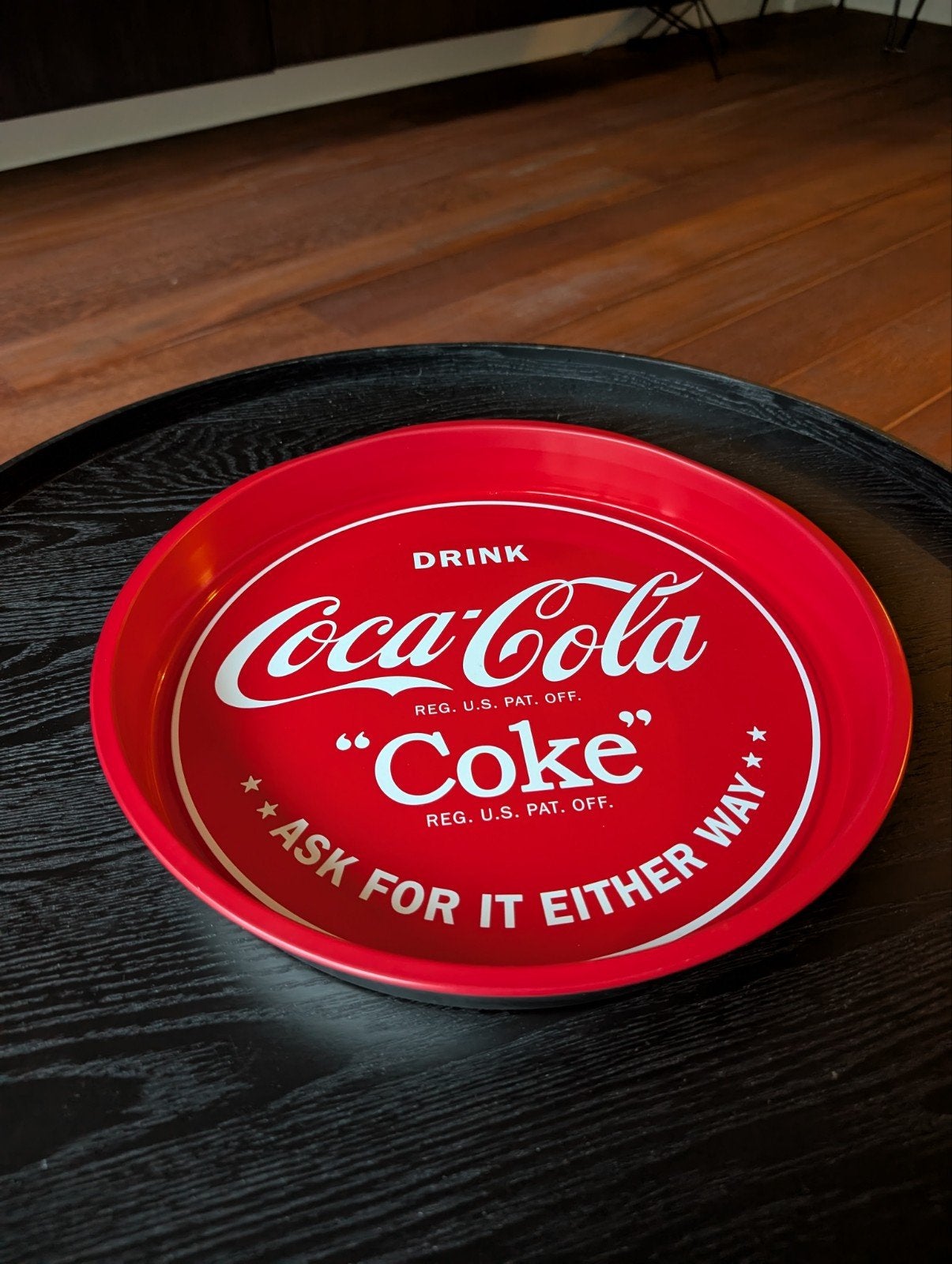 Rood Coca-Cola 'Coke' Dienblad | "Ask For It Either Way", Verzamelen, Ophalen, Gebruikt, Gebruiksvoorwerp
