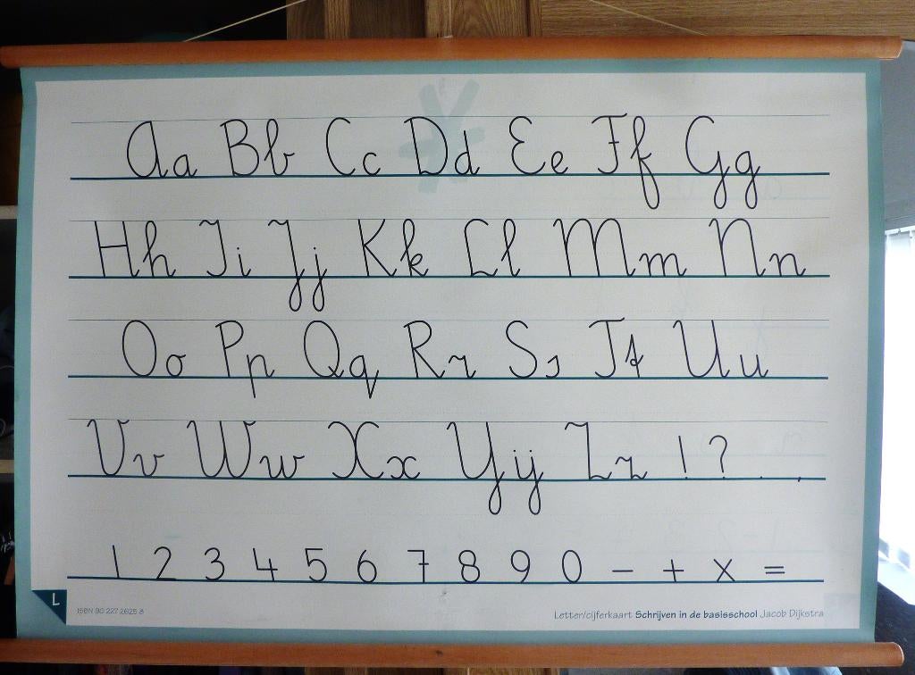 Mooie oude letterkaart van School, Antiek en Kunst, Antiek | Schoolplaten, Ophalen of Verzenden, Huis en Tuin