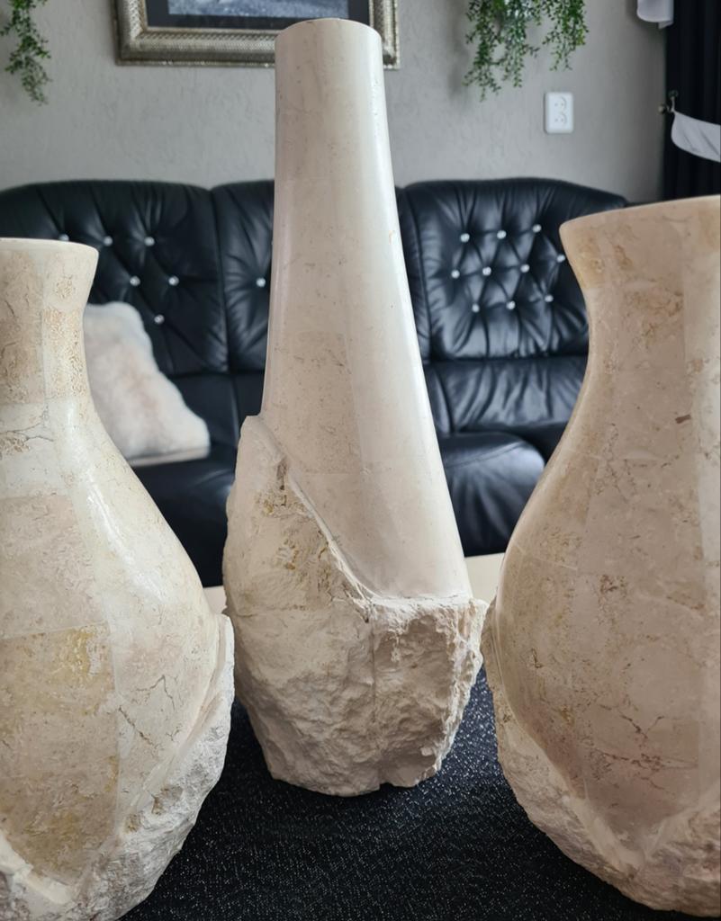 Set van 3 fossielstenen  vazen - Uniek design, Huis en Inrichting, Ophalen