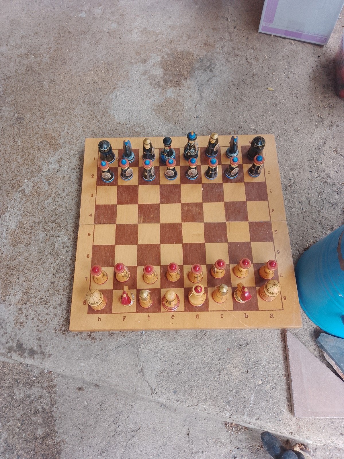 vintage Chinees houten schaakspel, Hobby en Vrije tijd, Een of twee spelers, Verzenden, Zo goed als nieuw