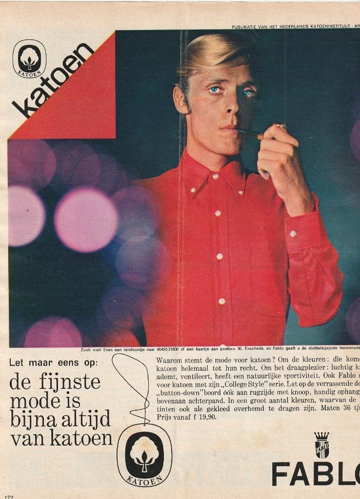 retro reclame 1966 Fablo heren overhemden mooi rood, Verzenden, Overige typen