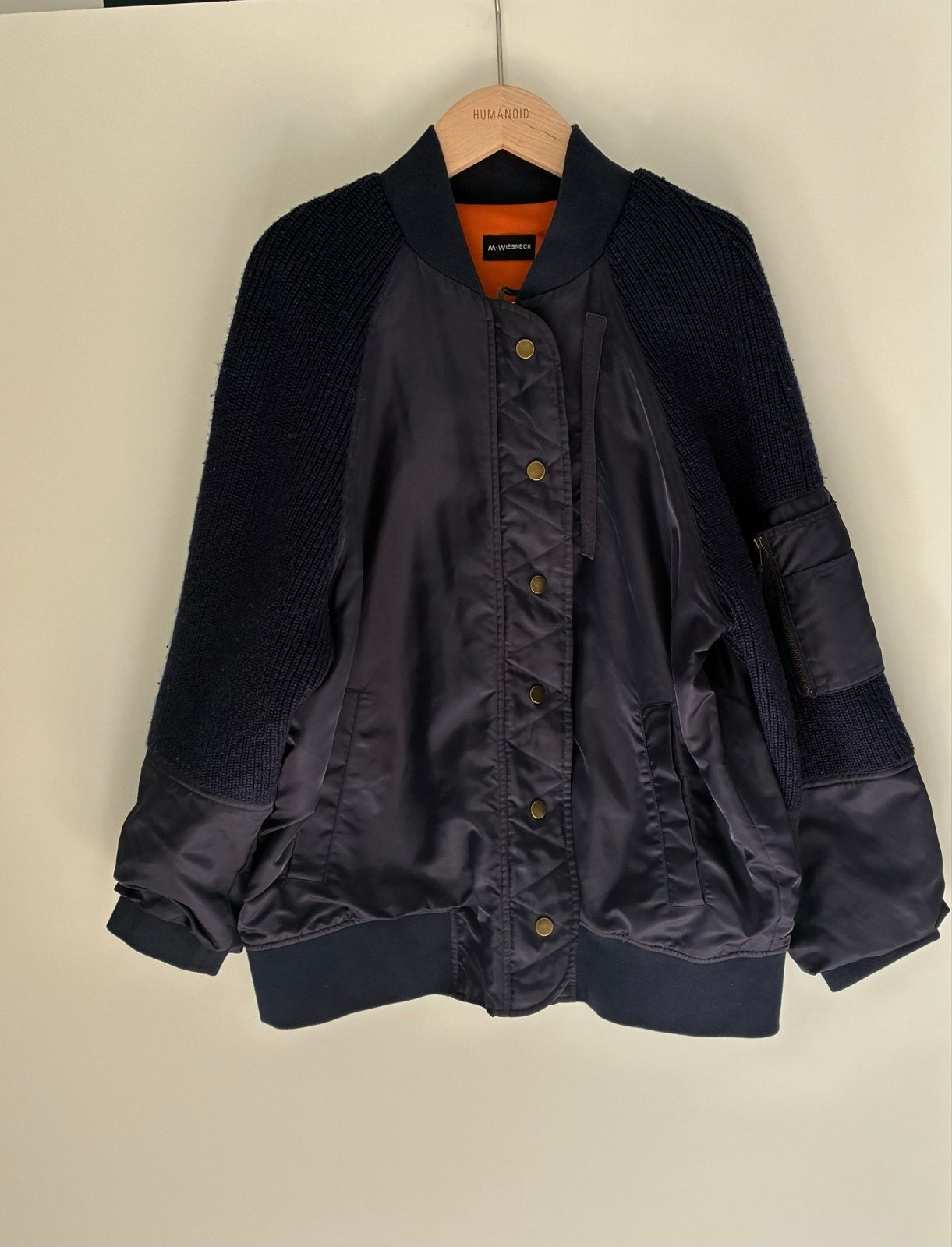 M.Wiesneck Lola Bomberjack met gebreide mouwen - Maat S, Verzenden, Zo goed als nieuw, Maat 36 (S), Blauw