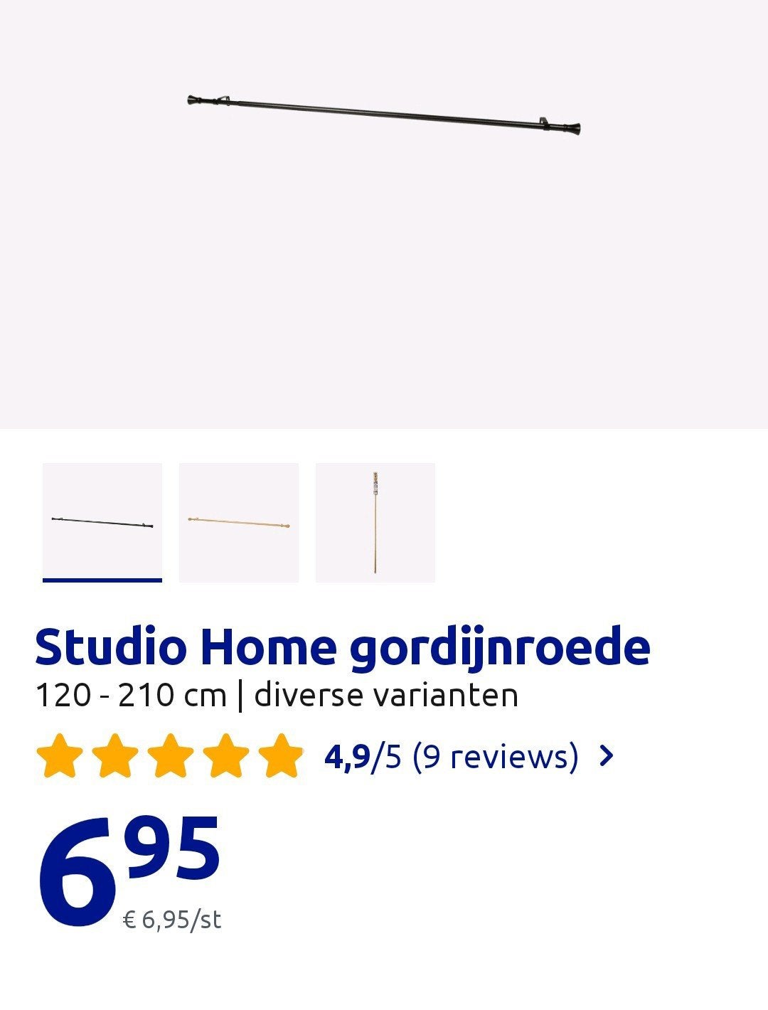 gordijnroede uitschuifbaar Zwart 120-210 cm, Ophalen, Zwart, Gordijn