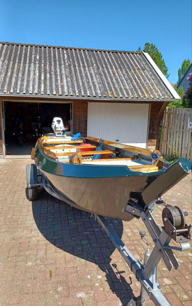 Giethoornse Polyester Punter met kanteltrailer zonder motor, Gebruikt, Ophalen of Verzenden, 6 m, Polyester
