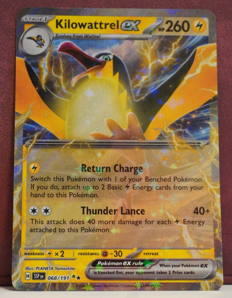 Kilowattrel EX 068-191 Surging Sparks Pokèmon Kaart, Ophalen of Verzenden, Nieuw, Losse kaart