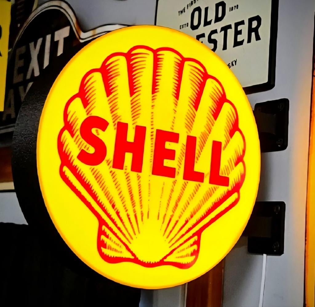 Weekendactie Shell Lichtbak - Vintage Reclamebord, Ophalen of Verzenden, Gebruikt, Lichtbak of (neon) lamp