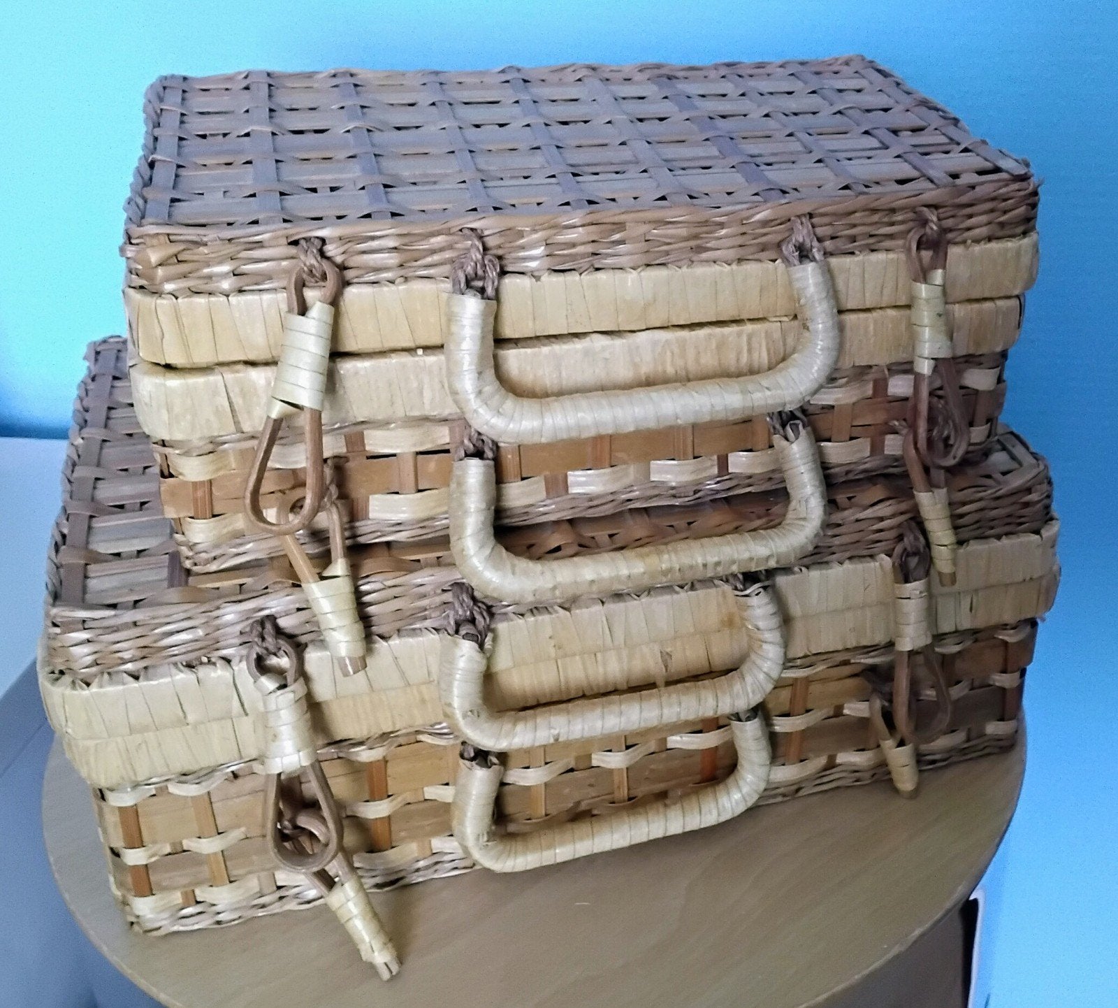 Rieten Koffer/Kist/Opberger 2 Stuks, Huis en Inrichting, Minder dan 50 cm, Gebruikt, Verzenden, Minder dan 50 cm